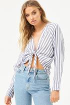 Forever21 Tie-front Striped Top