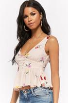 Forever21 Floral Shirred Sleeveless Top