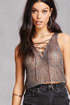 Forever21 Metallic Lace-up Tank Top