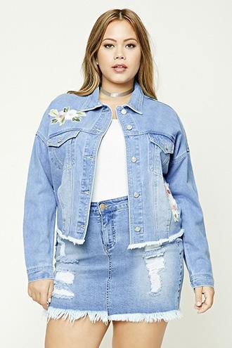 Forever21 Plus Size Floral Denim Jacket