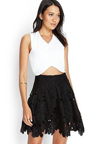 Forever21 Floral Crochet A-line Skirt