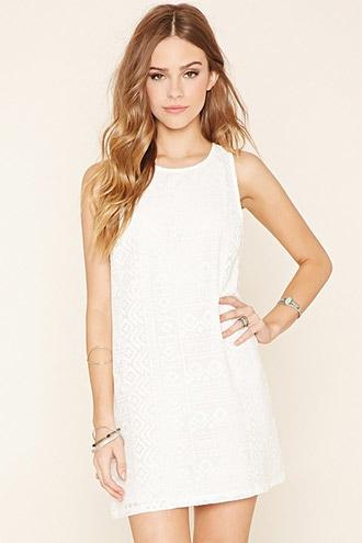 Forever21 Women's  Geo Crochet Shift Dress