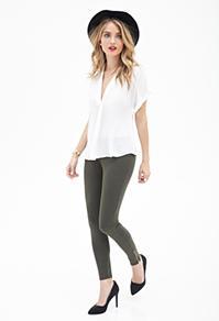Forever21 Ribbed Knit Zipper Leggings