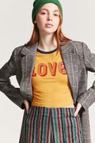 Forever21 Cropped Love Graphic Ringer Tee