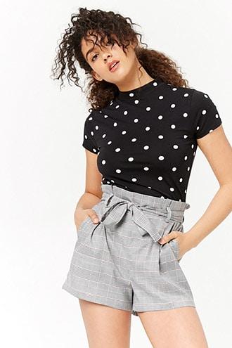 Forever21 Glen Plaid High-rise Shorts
