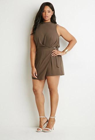 Forever21 Plus Layered Cutout-back Romper