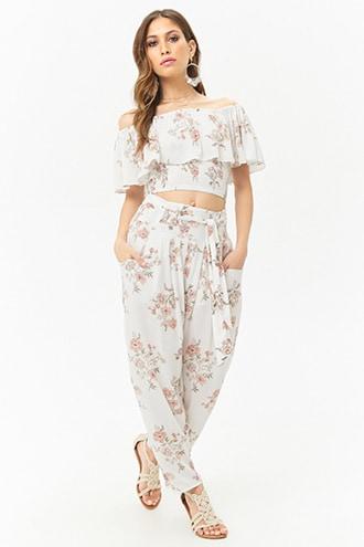 Forever21 Anm Crinkled Floral Pants