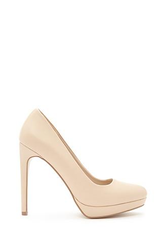 Forever21 Women's  Nude Classic Faux Leather Pumps