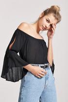Forever21 Off-the-shoulder Open-sleeve Top