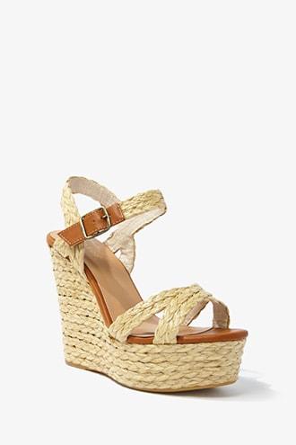 Forever21 Basketweave & Faux Leather Wedges