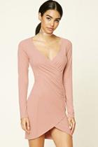Forever21 Women's  Blush Faux Suede Bodycon Tulip Dress