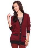 Contrast Trim Boyfriend Cardigan