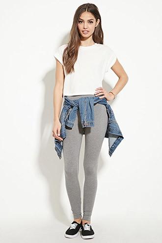 Forever21 Women's  Heather Grey Heathered Knit Leggings