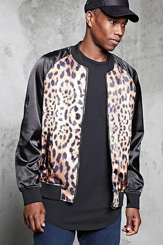 Forever21 Satin Cheetah Bomber Jacket
