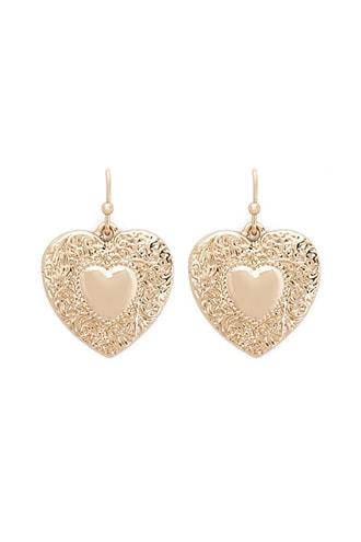 Forever21 Etched Heart Drop Earrings