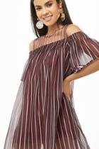 Forever21 Striped Organza Open-shoulder Dress