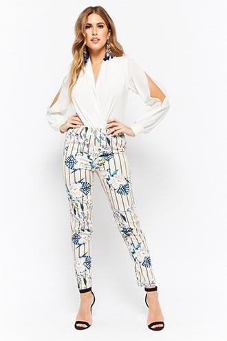 Forever21 Floral Striped Trousers