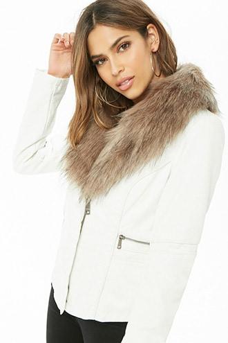Forever21 Faux Leather & Fur Collar Jacket