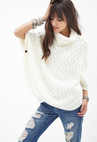 Forever21 Cable Knit Poncho