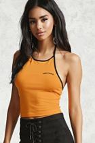 Forever21 Unbothered Graphic Halter Top
