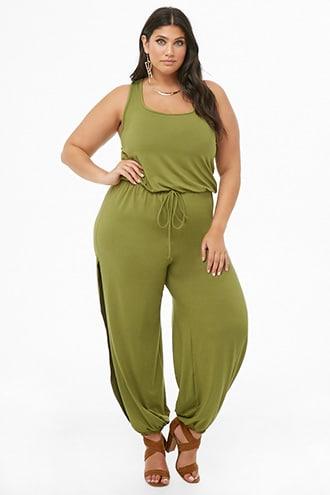 Forever21 Plus Size Scoop Neck Split-leg Jumpsuit