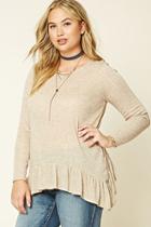 Forever21 Plus Women's  Oatmeal Plus Size Marled Knit Top