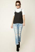Forever21 Women's  Light Denim Destroyed Denim Pants