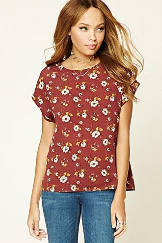 Forever21 Boxy Floral Print Top