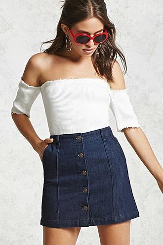 Forever21 Button Front Denim Skirt