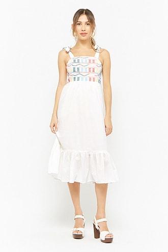 Forever21 Embroidered Ruffle-hem Dress