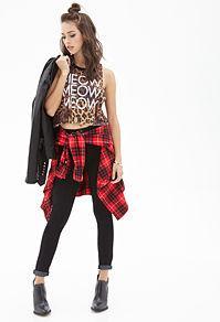 Forever21 Leopard Print Meow Crop Top
