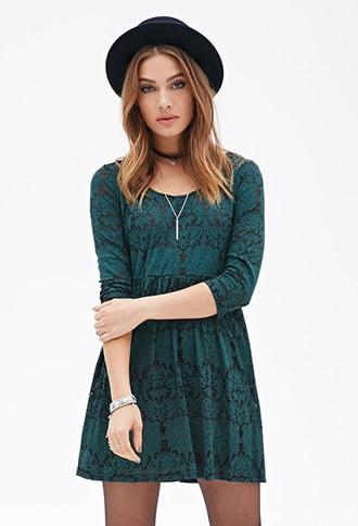 Forever21 Baroque Mesh Babydoll Dress