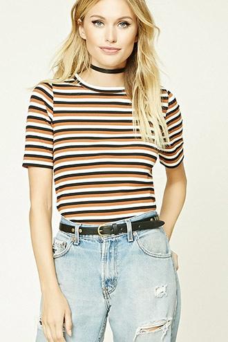 Love21 Women's  Contemporary Striped Tee