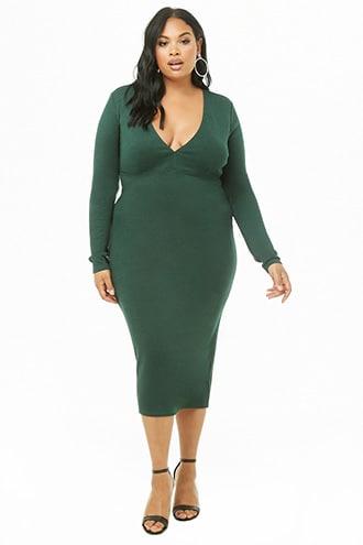 Forever21 Plus Size Knit V-neck Midi Dress