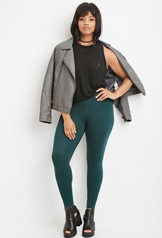 Forever21 Plus Women's  Classic Leggings (hunter Green)