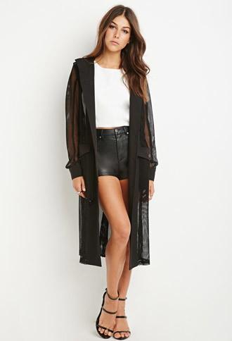 Forever21 Mesh-paneled Trench Coat