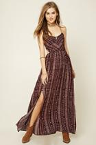 Forever21 Women's  Wine & Cream Southwestern Print Maxi Dress