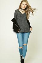 Forever21 Marled Knit Crisscross Top