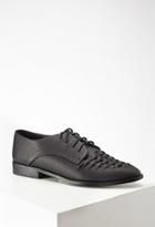 Forever21 Women's  Black Interwoven Faux Leather Oxfords
