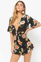 Forever21 Tie-front Floral Print Romper