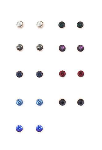 Forever21 Faux Gemstone Stud Set (antic Gold/blue)