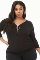 Forever21 Plus Size Ribbed Dolman Zipper Top