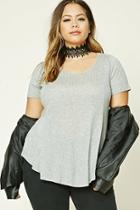 Forever21 Plus Women's  Heather Grey Plus Size Ribbed Trapeze Top