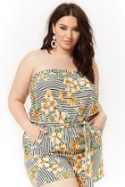 Forever21 Plus Size Striped Floral Tube Romper