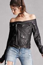 Forever21 Faux Leather Moto Top