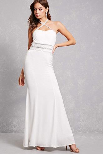 Forever21 Lilibet Rhinestone Halter Gown
