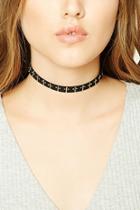 Forever21 Faux Suede Beaded Cross Choker