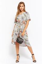 Forever21 Houndstooth Floral Tie-front Dress
