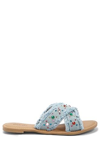 Forever21 Qupid Rainbow Faux Gem Slide Sandals