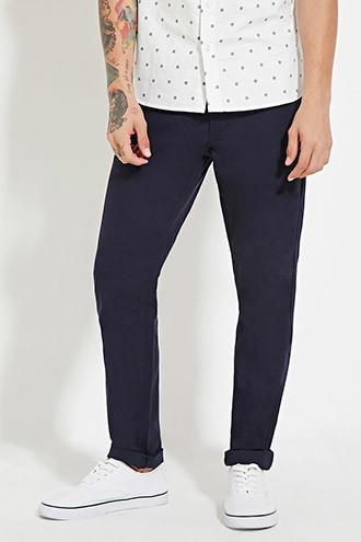 21 Men Men's  Cotton-blend Slim-fit Pants